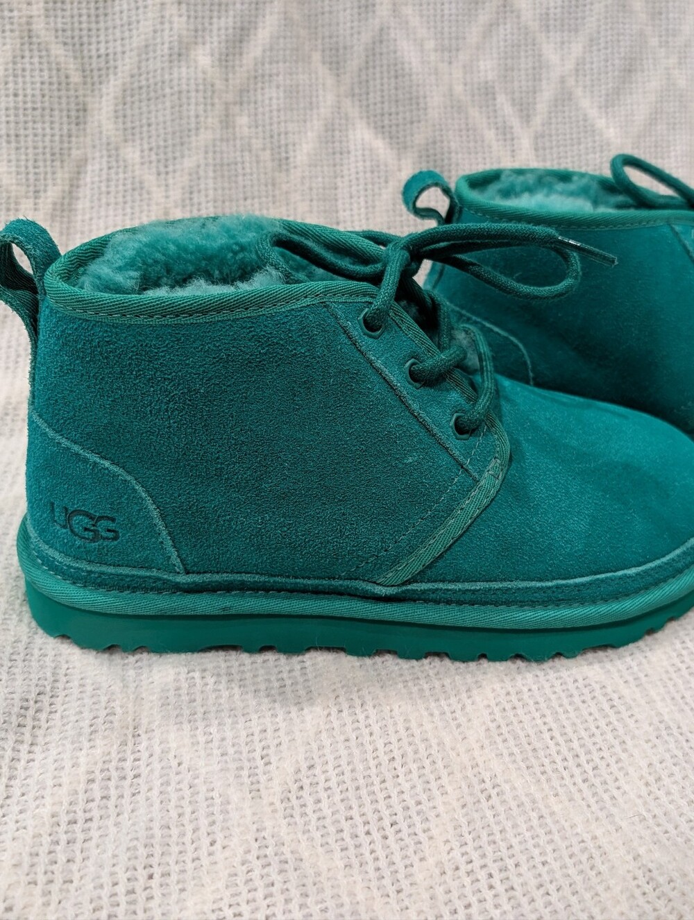 UGG Green Suede Lace-Up Ankle Boots